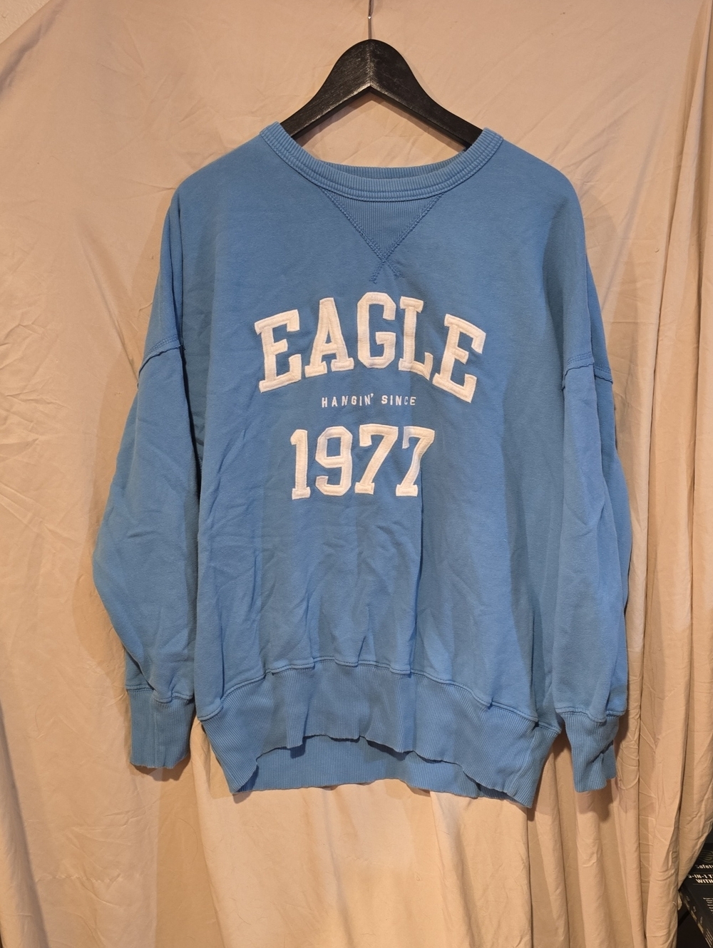 American Eagle Light Blue Ribbed Pullover Sweatshirt